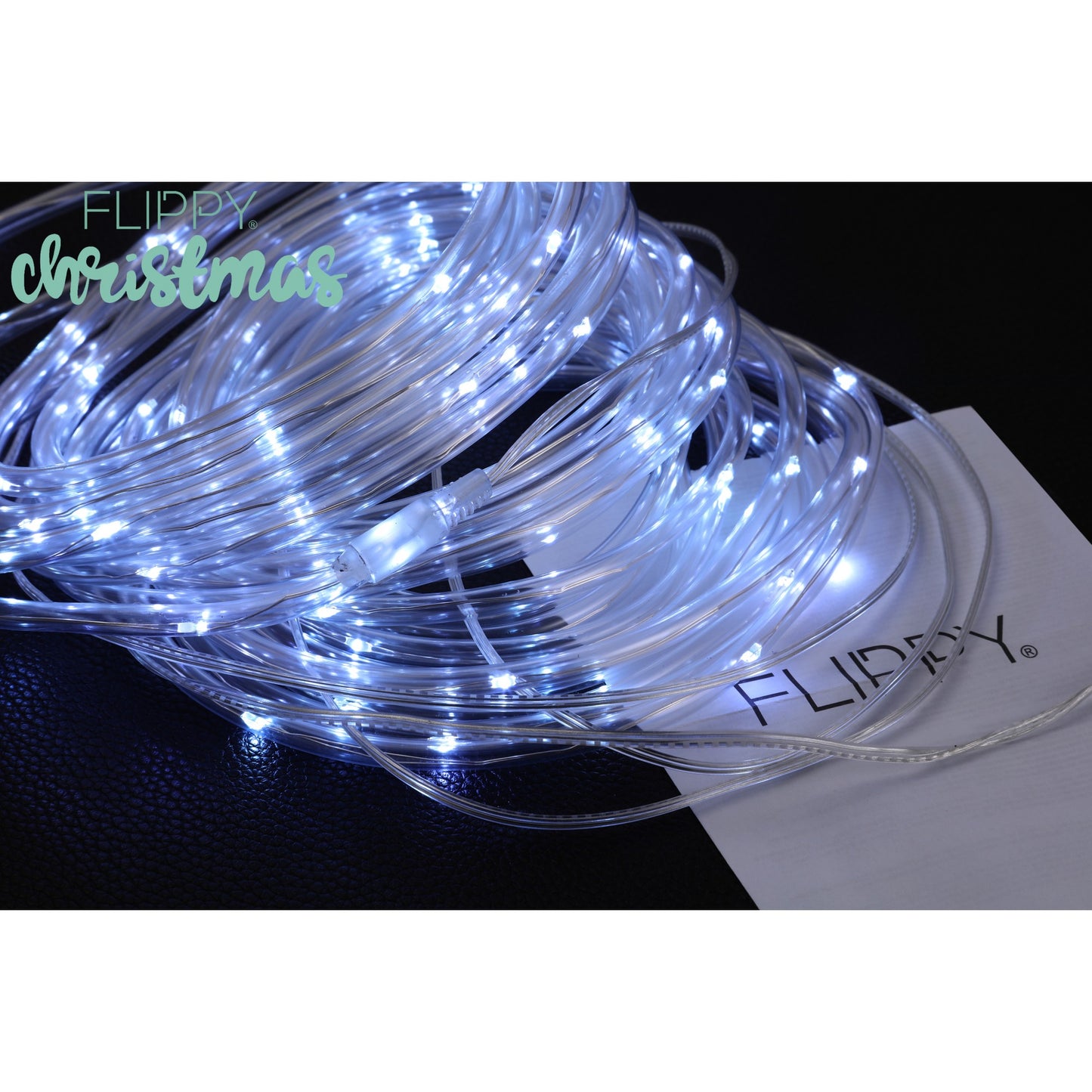 Instalație de Crăciun Solara, tip furtun luminos, 12 m, 100 LED-uri, 8 jocuri de lumini, Lumina Alb Rece