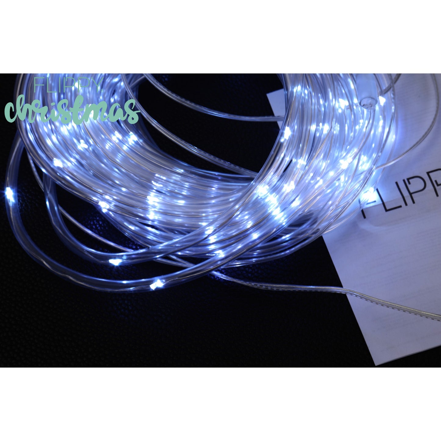 Instalație de Crăciun Solara, tip furtun luminos, 12 m, 100 LED-uri, 8 jocuri de lumini, Lumina Alb Rece