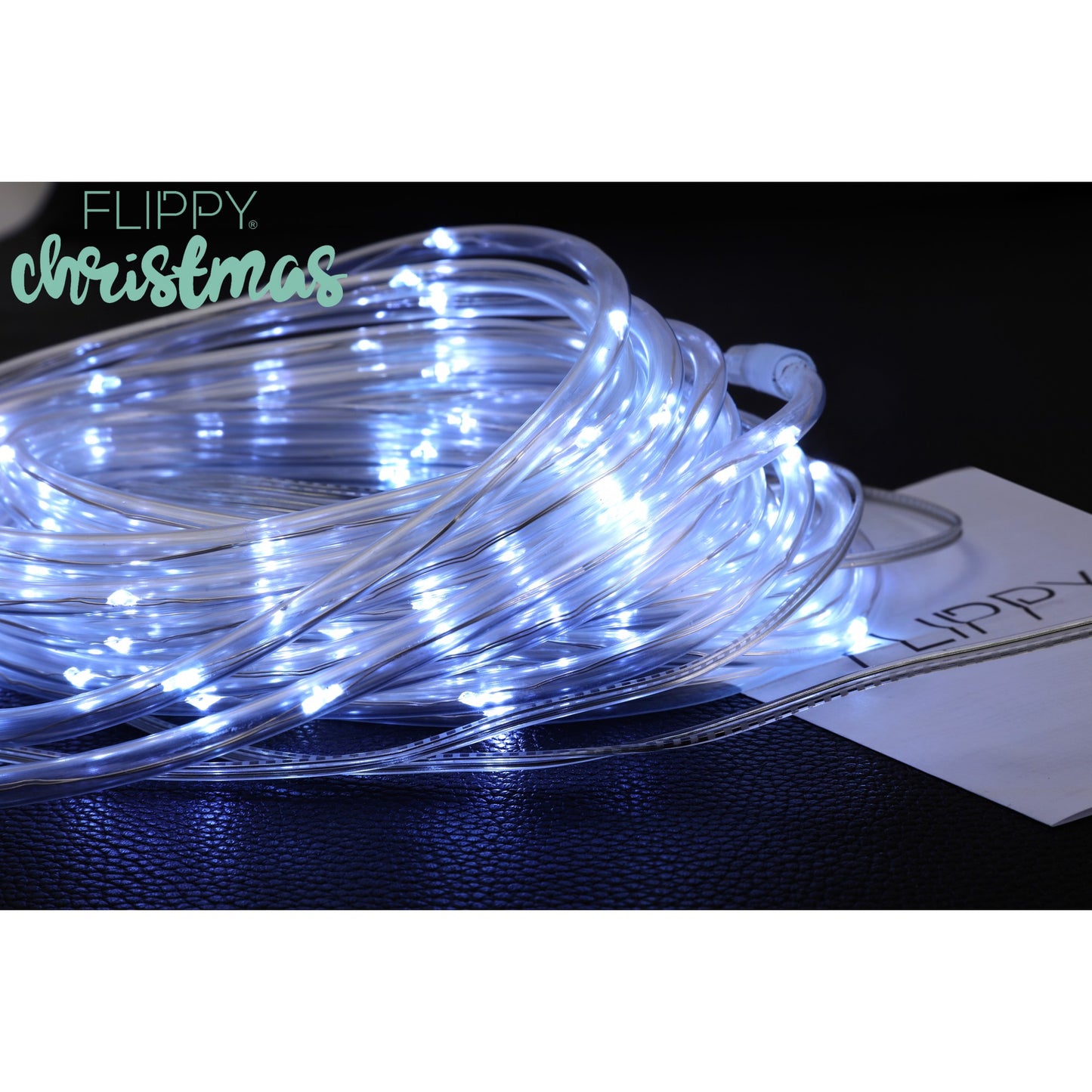 Instalație de Crăciun Solara, tip furtun luminos, 12 m, 100 LED-uri, 8 jocuri de lumini, Lumina Alb Rece