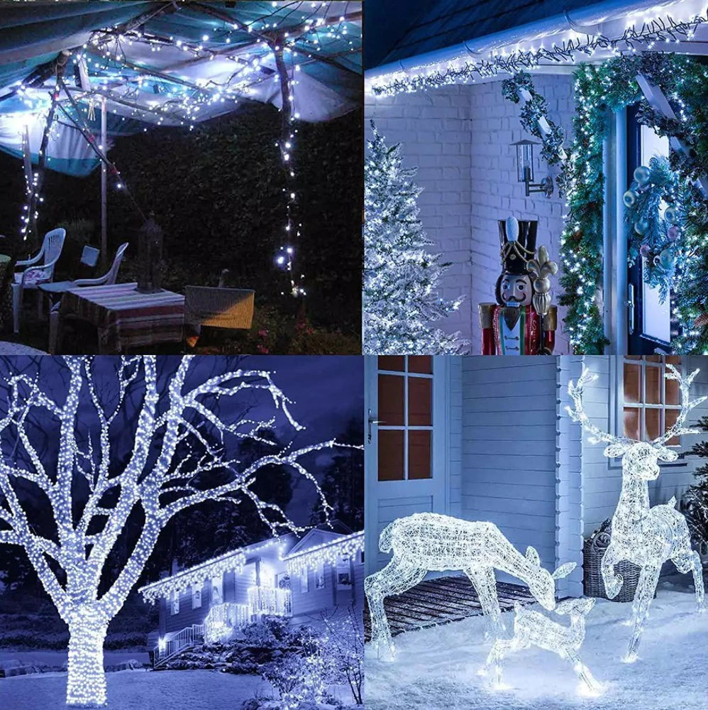 Instalație de Crăciun Liniara 21 M, 300 LED , 8 jocuri de lumini, Lumina Alb Rece