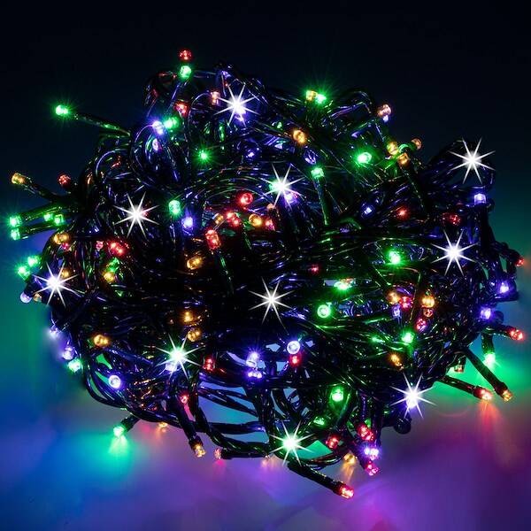 Instalație de Crăciun Liniara 24m, 300 LED, 8 jocuri de lumini, Multicolor