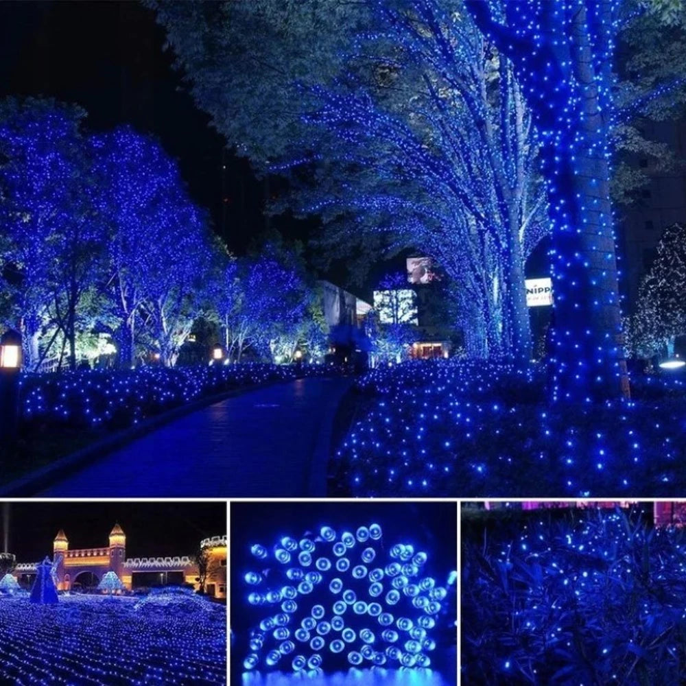 Instalație de Crăciun Liniara 16m, 200 LED , 8 jocuri de lumini, Lumina Albastra