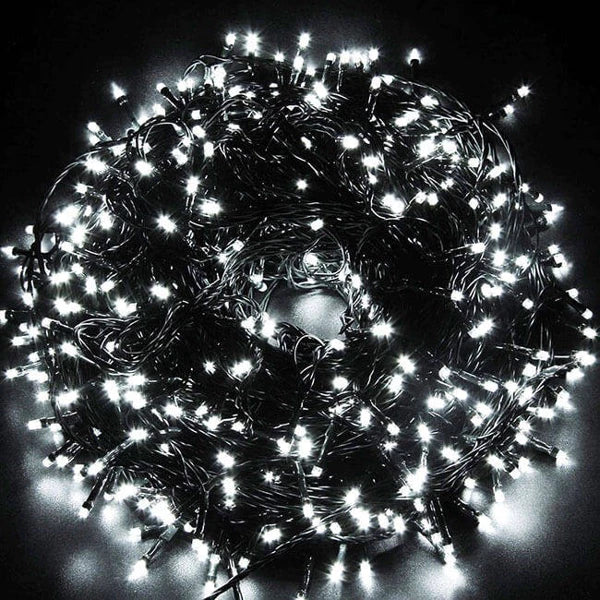 Instalație de Crăciun Liniara 16m, 200 LED , 8 jocuri de lumini, Led in 6 colțuri, Lumina Alb Rece
