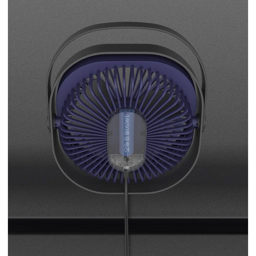 Mini Ventilator de Birou Maison Elise – USB, 3 Viteze, Rotire 360°, Design Pisicuță, Albastru Pastel