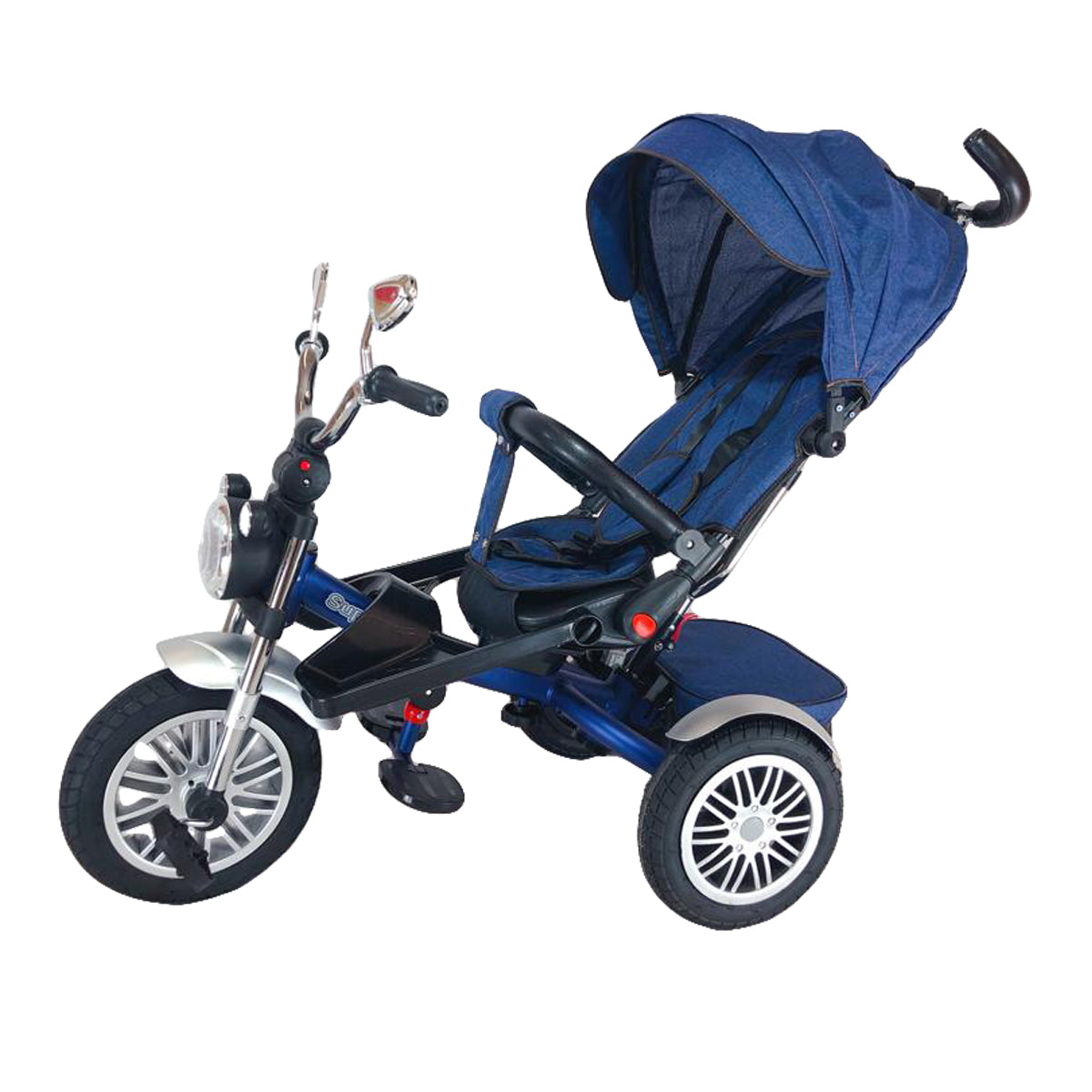 Triciclete tip motor cu scaun rotativ si pozitie de somn, 8 luni-3 ani