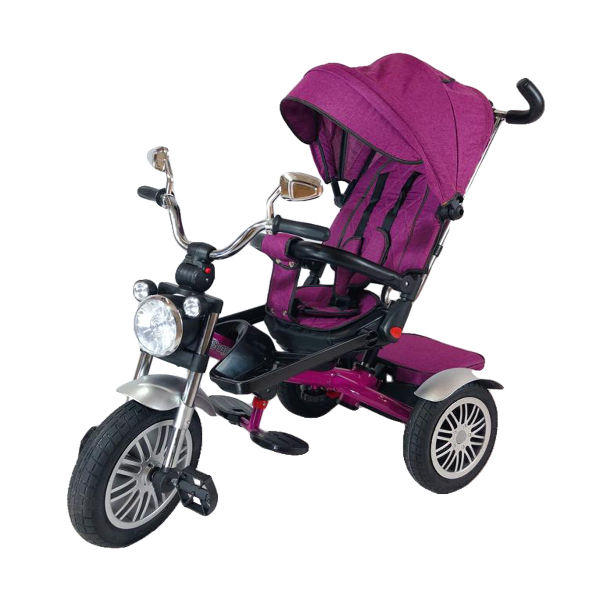 Triciclete tip motor cu scaun rotativ si pozitie de somn, 8 luni-3 ani
