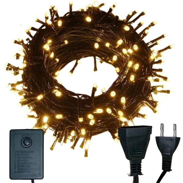 Instalație de Crăciun Liniara 49 M , 498 LED, 8 jocuri de lumini, PROTECTIE ANTI-INGHET, Lumina Alb Cald