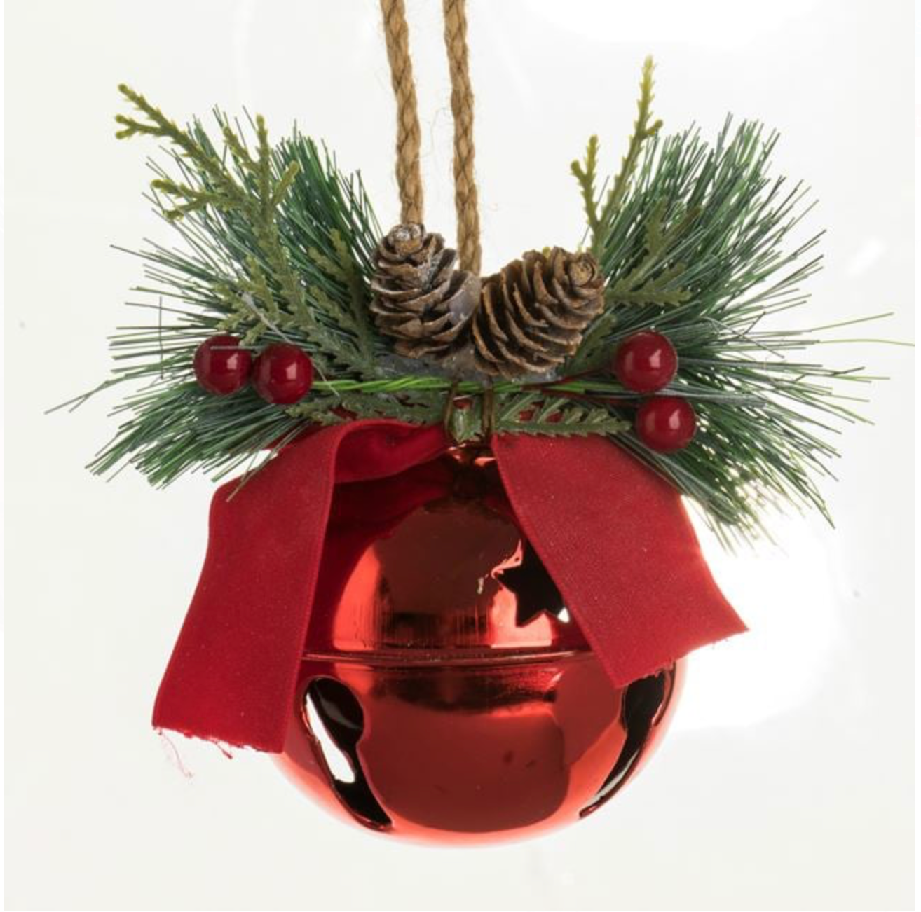 Ornament Brad de Craciun Clopot Rosu cu Pomusoare 8cm