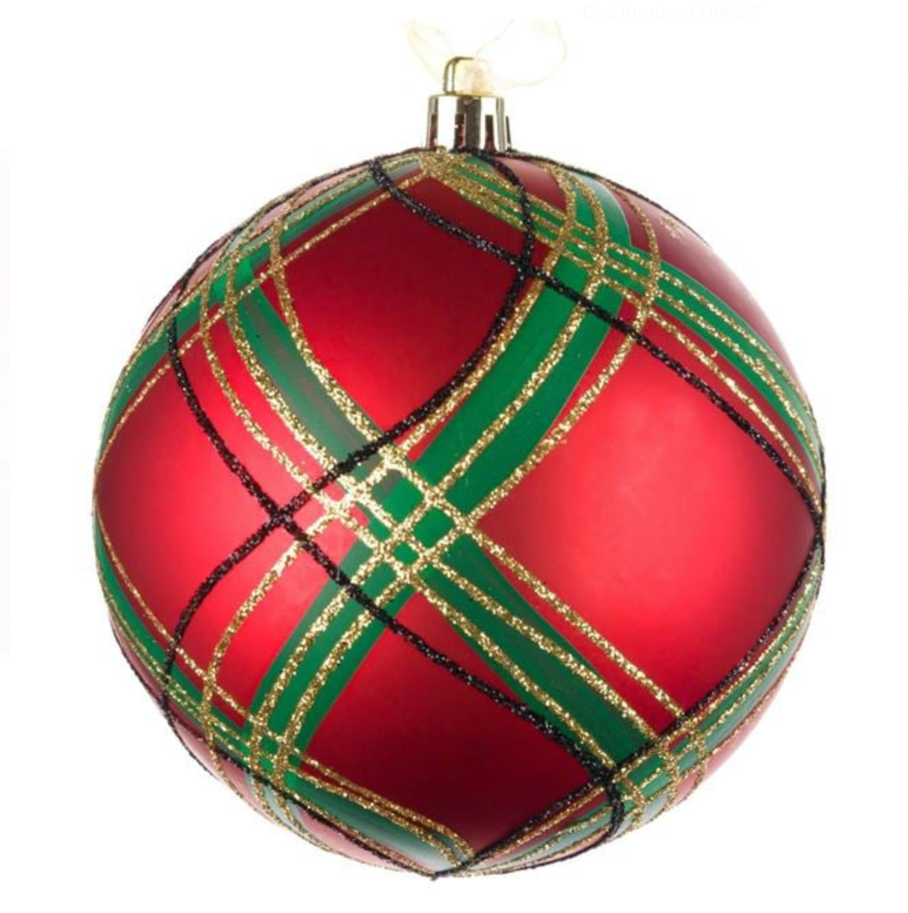 Ornament Brad de Craciun Glob Rosu Carouri Ø8cm