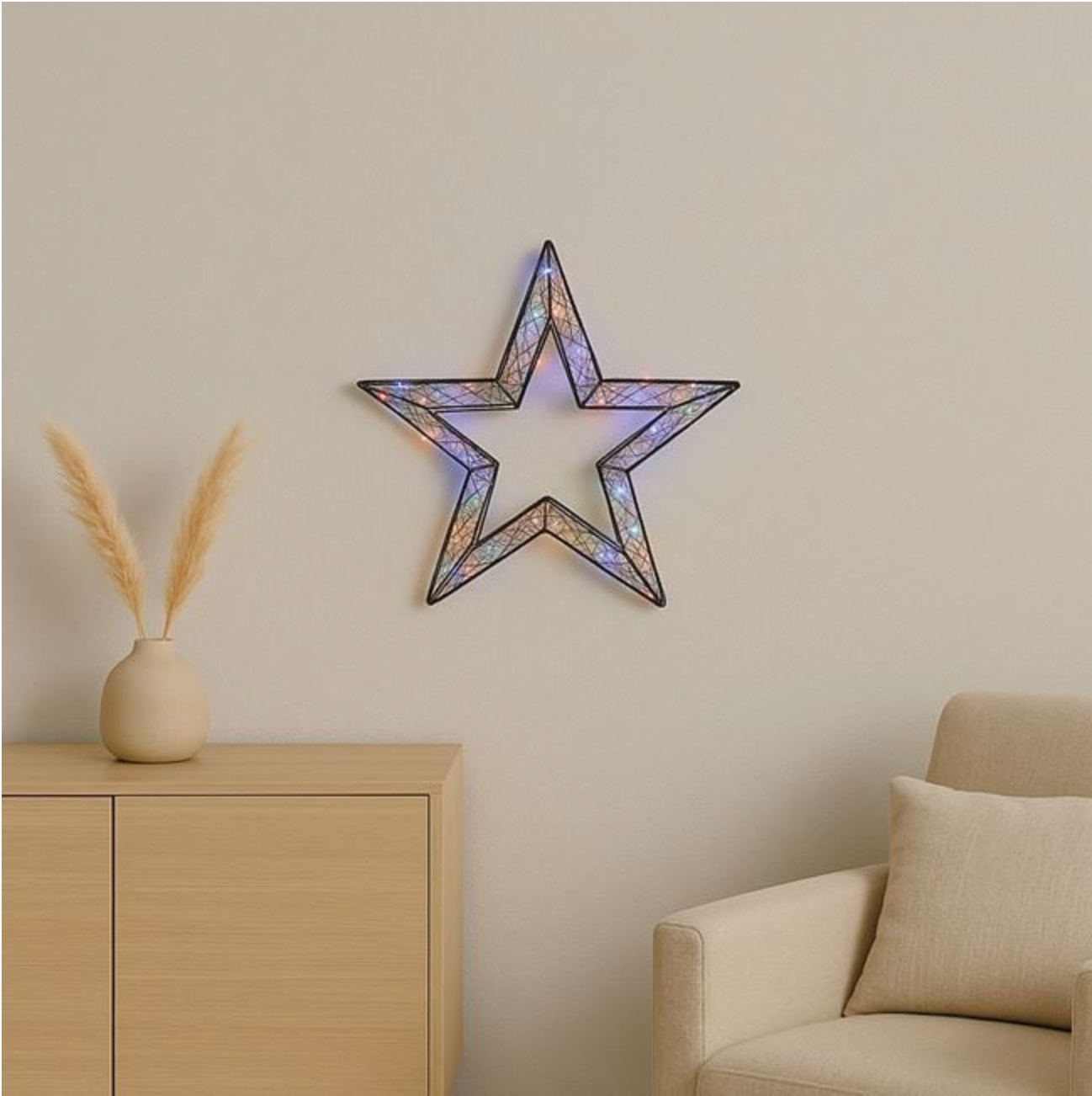 Stea Metalica Decorativa Flash 500 LED 36x6x36cm - Lumina Colorata