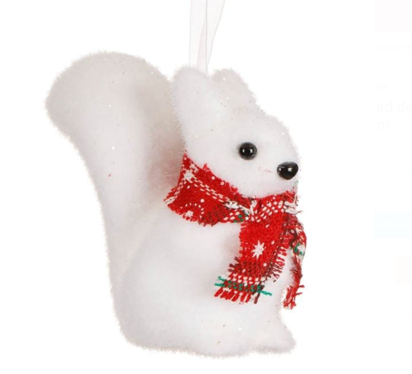 Ornament pentru Brad de Craciun din Spuma Veverita cu Fular 12cm