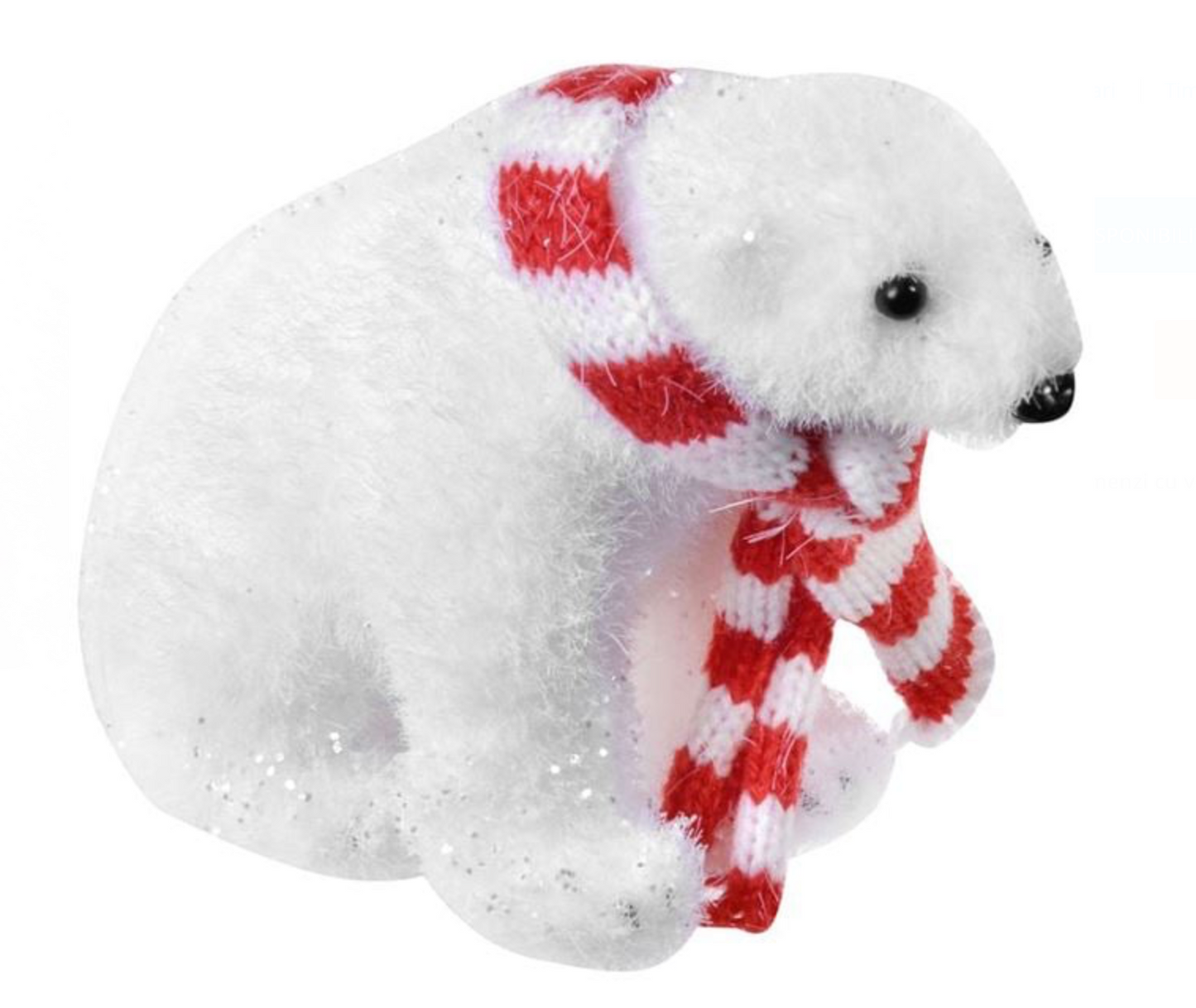 Ornament din Spuma pentru Brad de Craciun Ursulet Alb cu Fular Roz 12cm