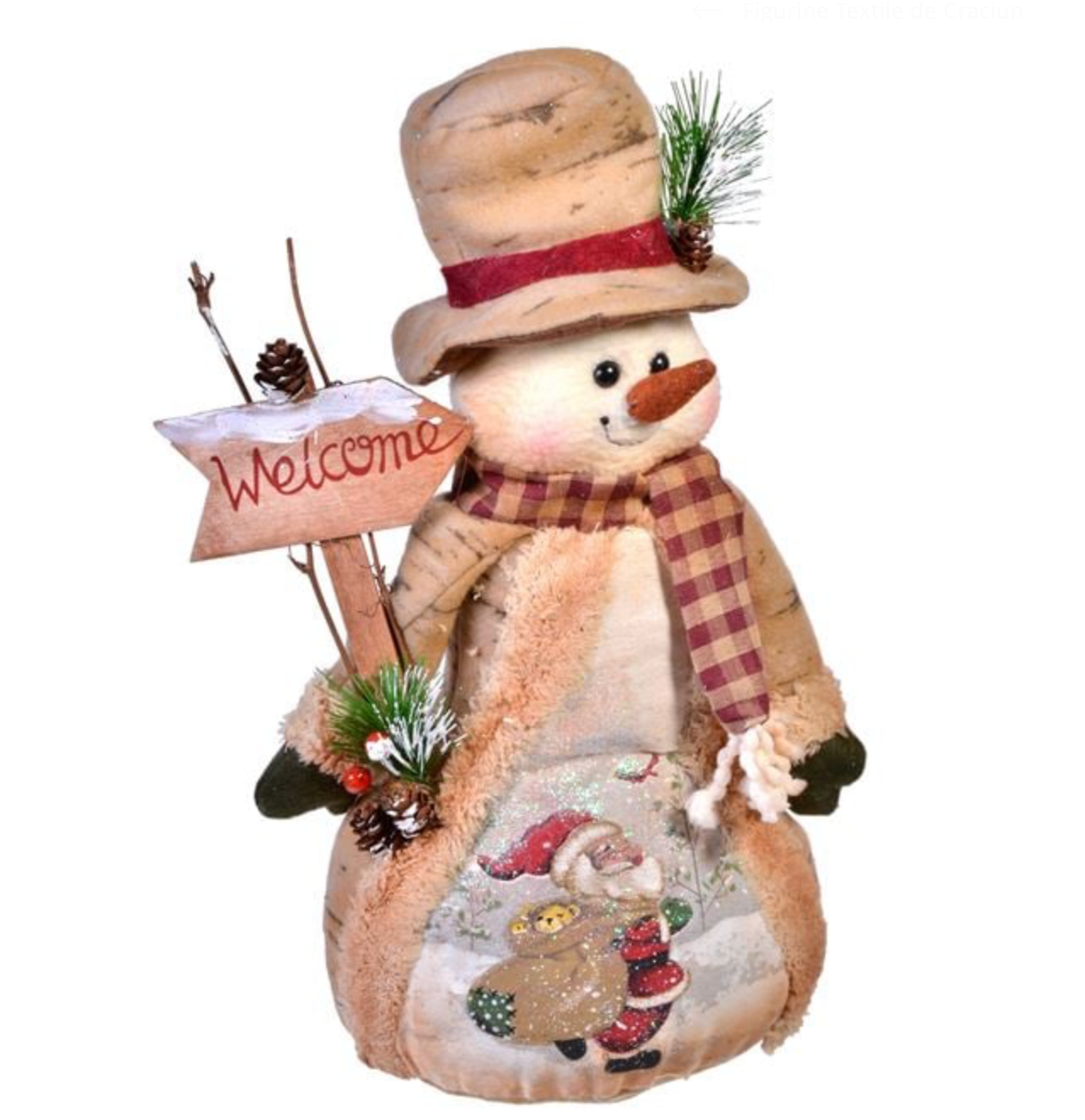 Figura Decorativa de Craciun Om de Zapada cu Tablita ”Welcome” 37cm