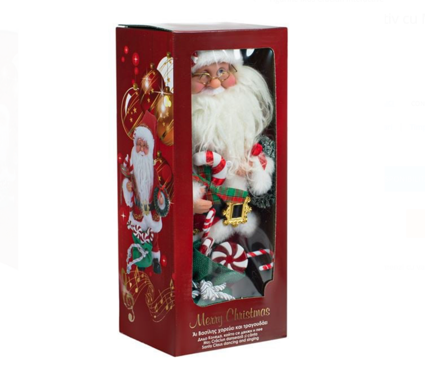 Mos Craciun Interactiv cu Miscare & Muzica 30cm