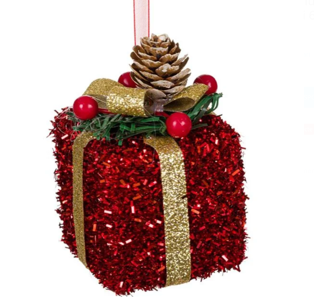 Decoratiune de Craciun din Spuma Cutii de Cadouri Rosii Conuri 63cm