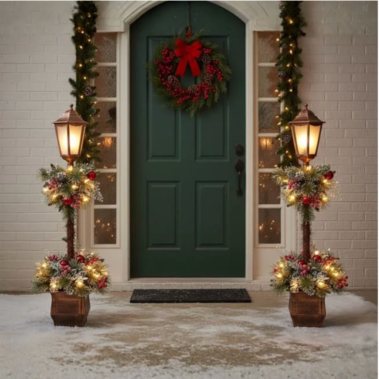 Felinar Decorativ de Craciun cu Lumina LED Bronz 23x23x122cm