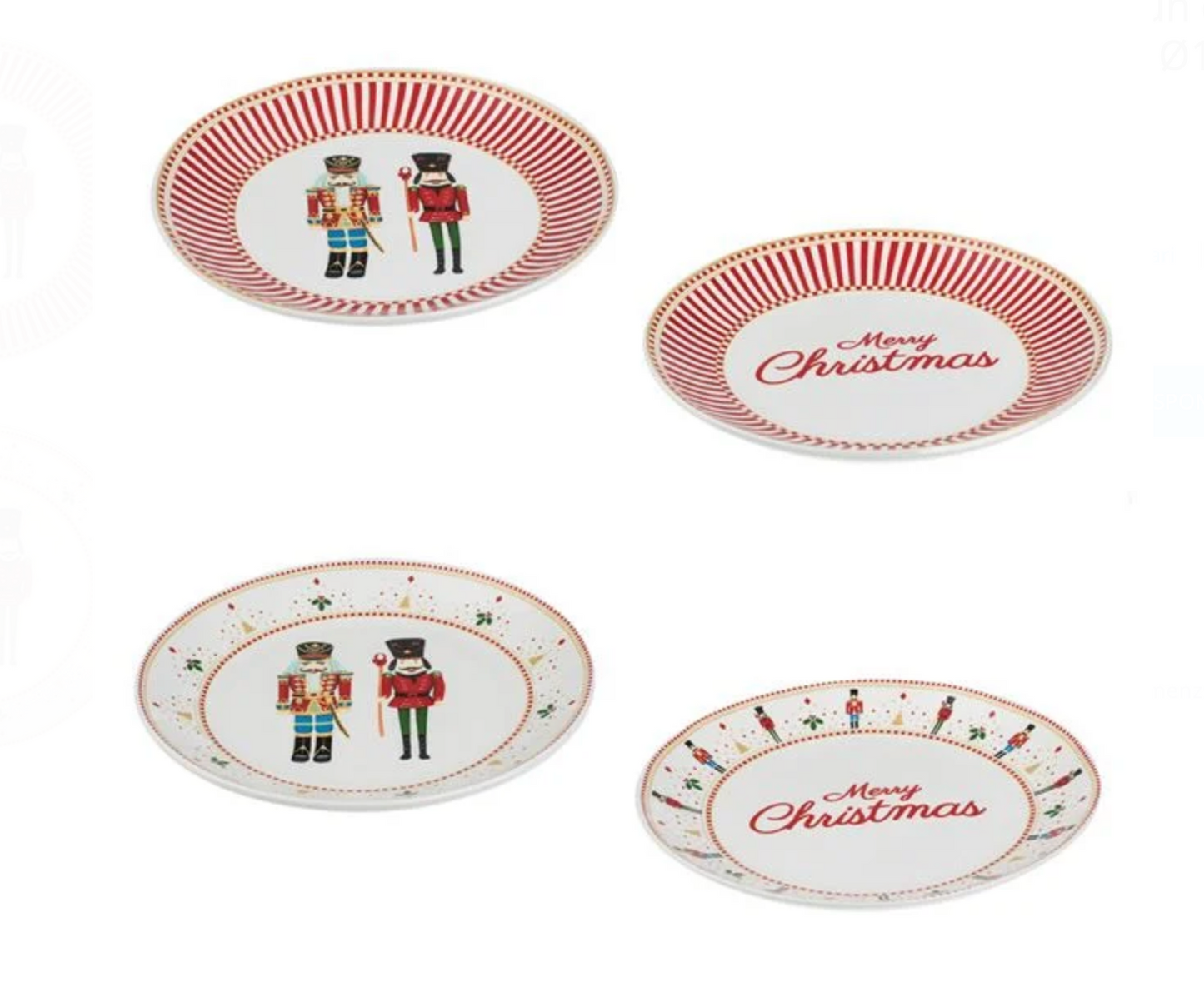 Set Farfurii de Craciun din Portelan cu Model Spargatorul de Nuci Ø19cm - 4buc