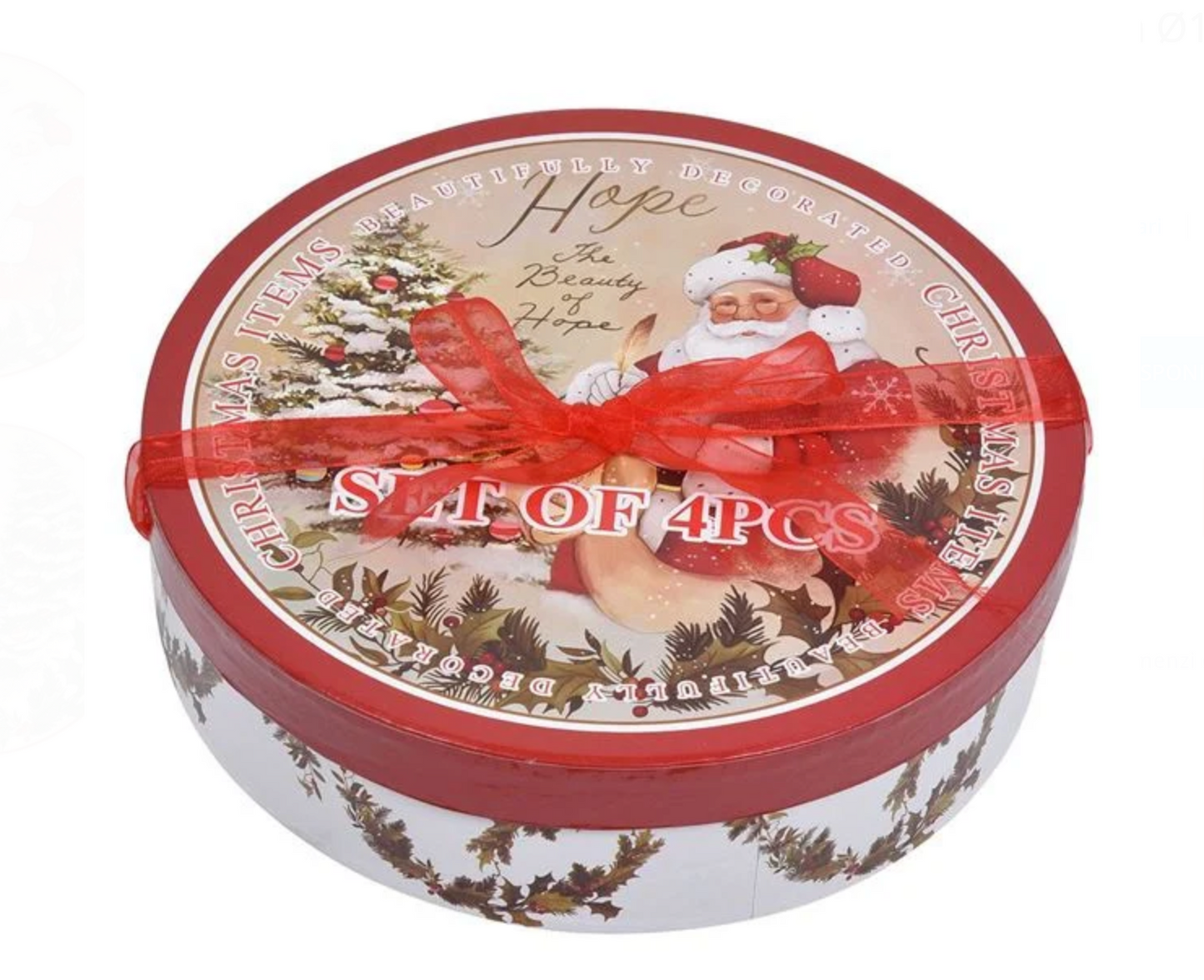 Set Farfurii de Craciun din Portelan cu Model Vintage Mos Craciun Ø19cm - 4buc