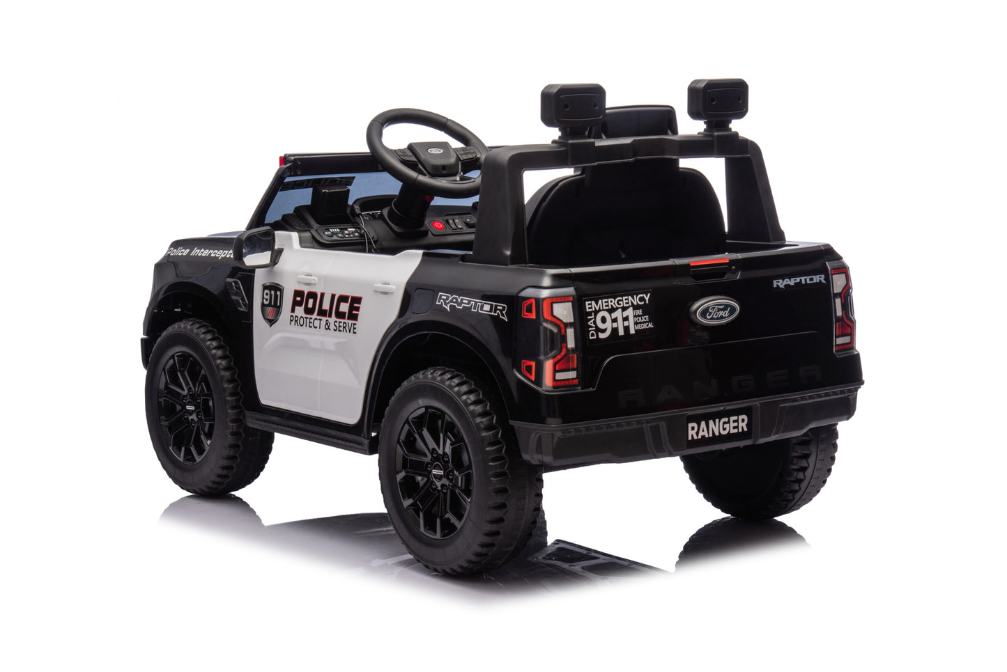 Masinuta Electrica pentru copii Ride-On, Ford Ranger Politie, Baterie Li-ION, Scaun de piele, 2-7 ani