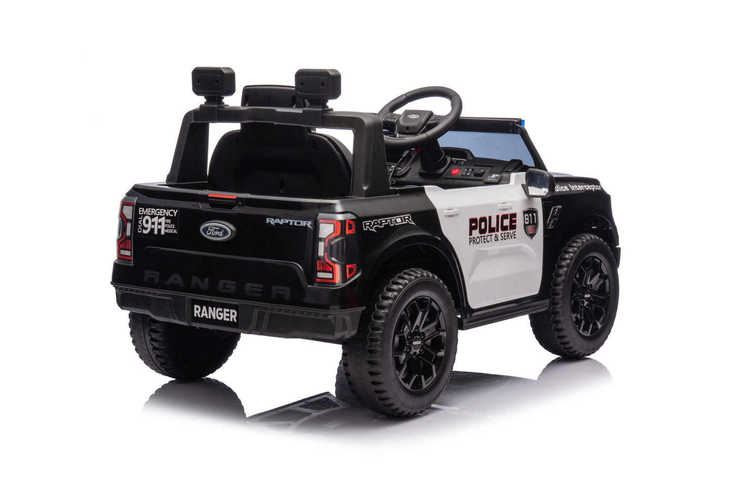 Masinuta Electrica pentru copii Ride-On, Ford Ranger Politie, Baterie Li-ION, Scaun de piele, 2-7 ani