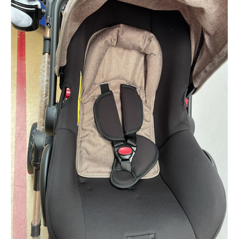 Carucioru 3in1 cu landou transformabil in parte spor, 0-36 luni, Crem, Geanta si Scoica Incluse