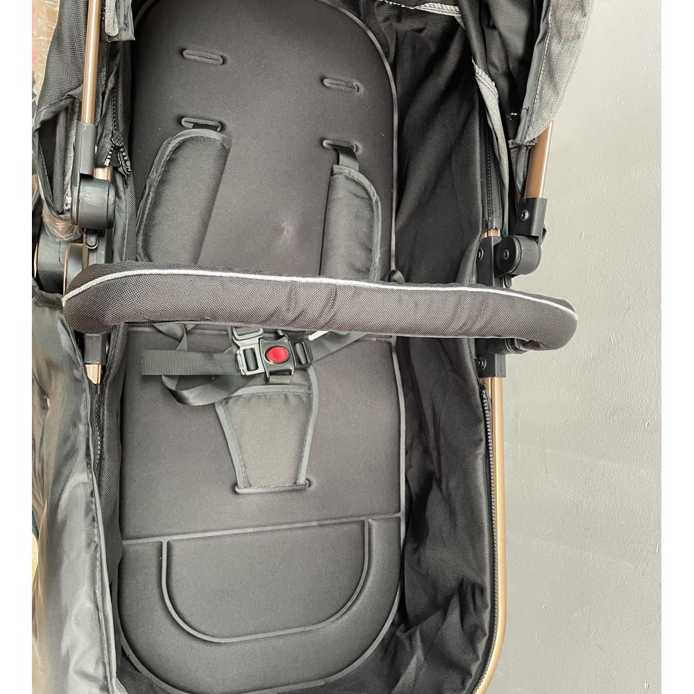 Carucioru 3in1 cu landou transformabil in parte spor, 0-36 luni, Negru, Geanta si Scoica incluse
