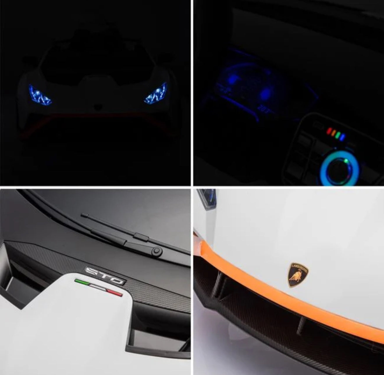Masinuta Electrica 12V Lamborghini STO -Alba cu Telecomanda , recomandat pentru copii 3-8 ani