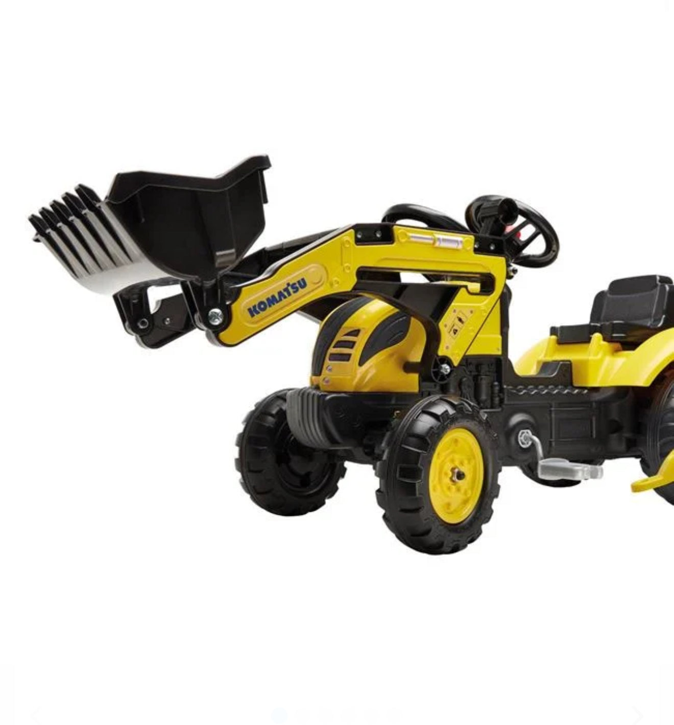 Komatsu Tractor cu Pedale cu Excavator & Remorca Galben cu Sunet 71x42x53cm
