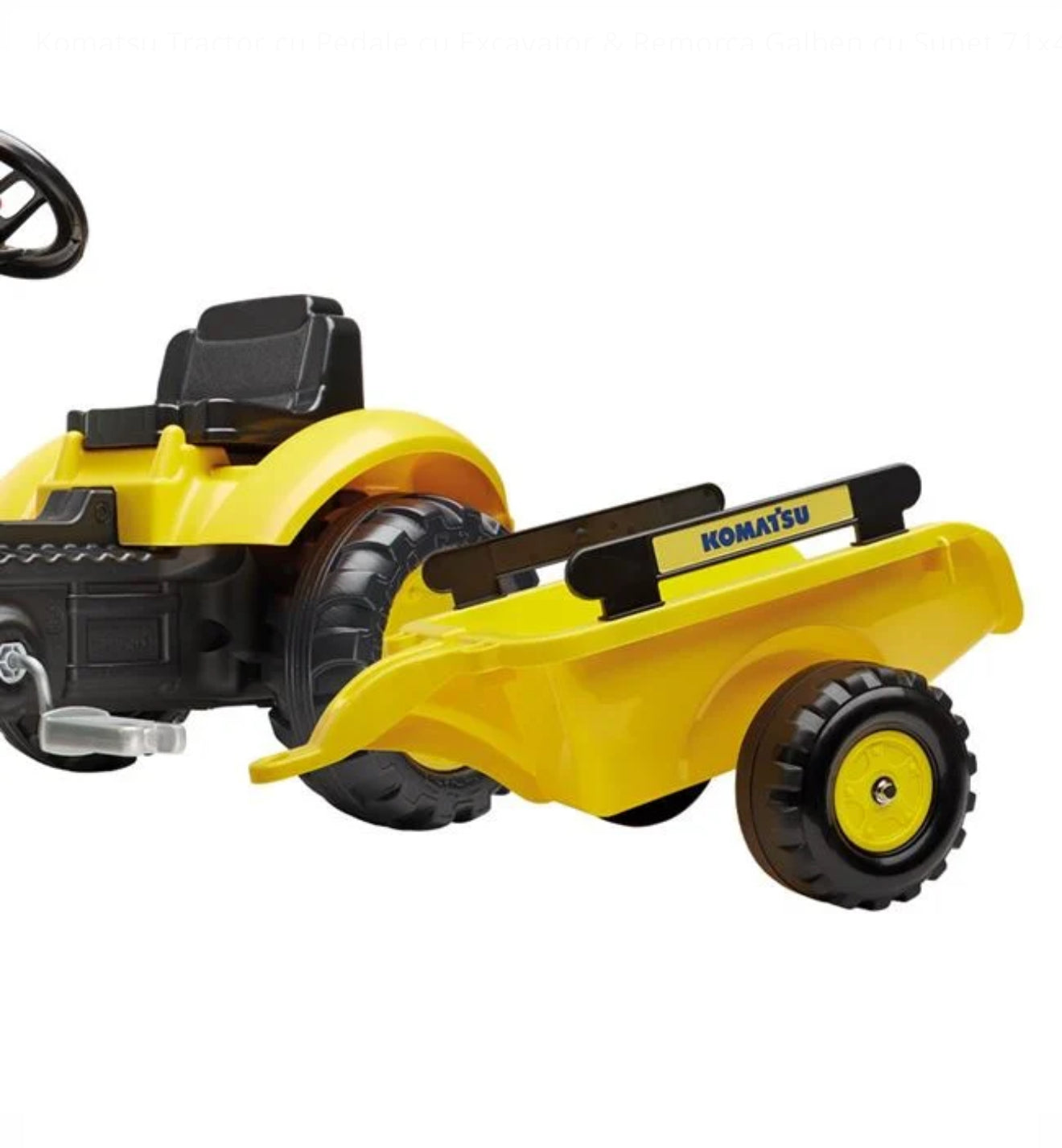 Komatsu Tractor cu Pedale cu Excavator & Remorca Galben cu Sunet 71x42x53cm