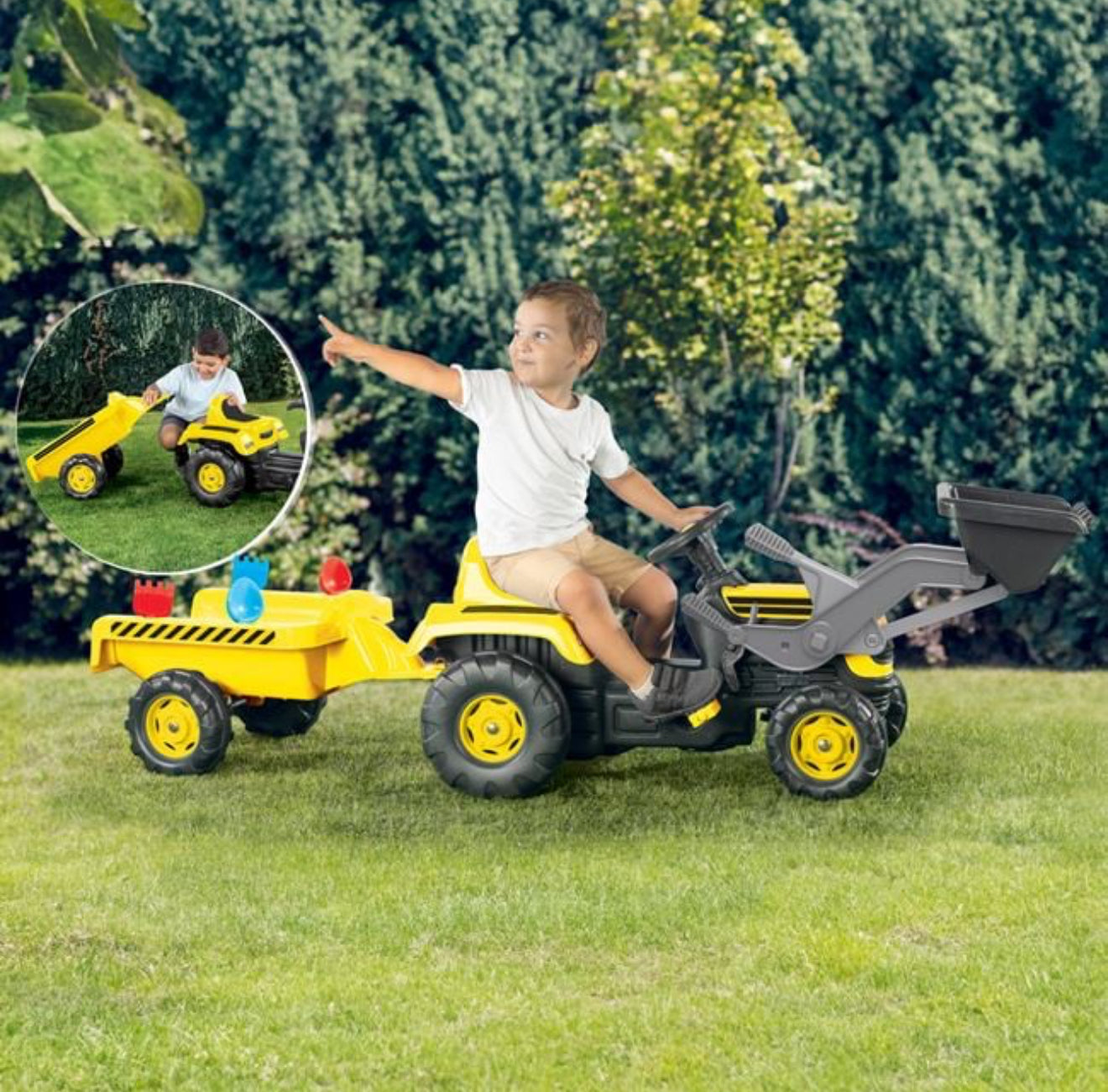 Tractor cu Pedale Excavator Remorca & Accesorii 171x45x52cm