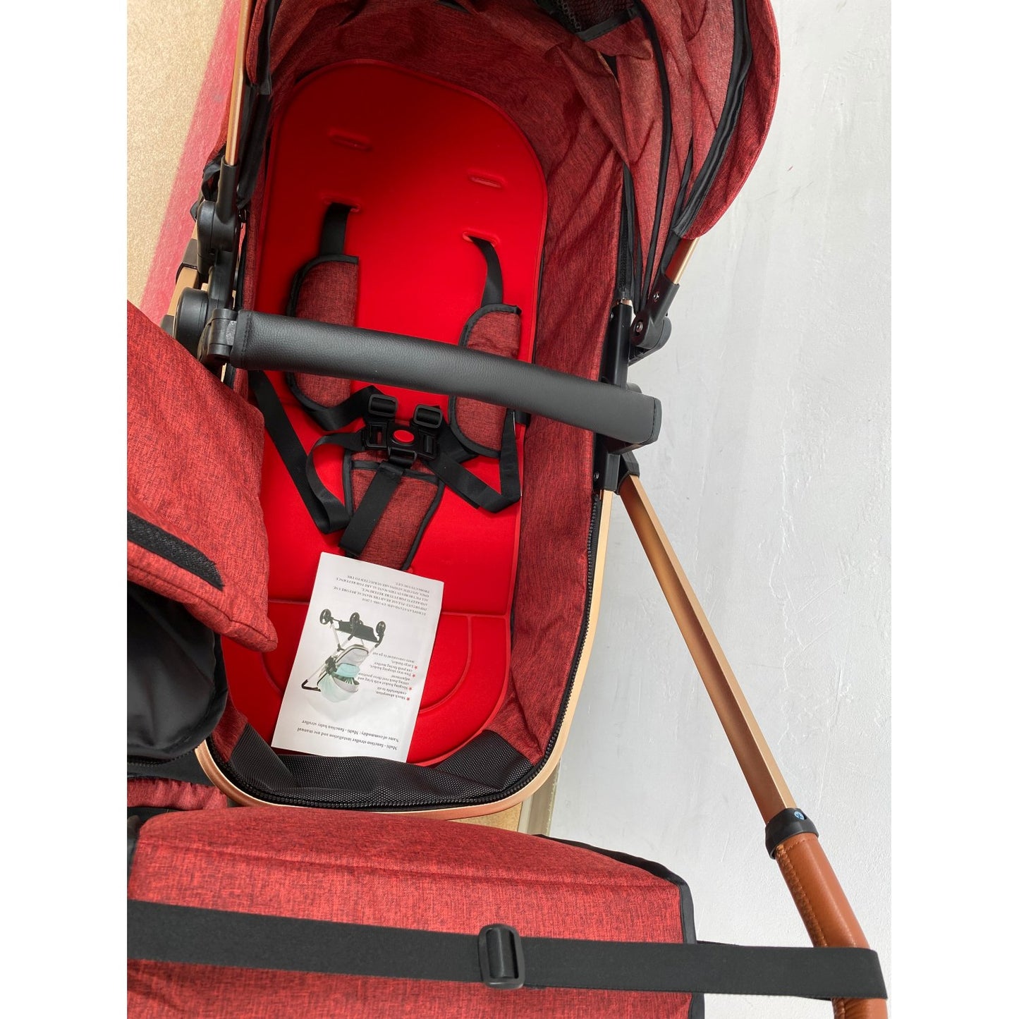 Carucior 3 in 1 cu landoul transfomabil, 0-36 luni, Rosu, Geanta si Scoica Incluse