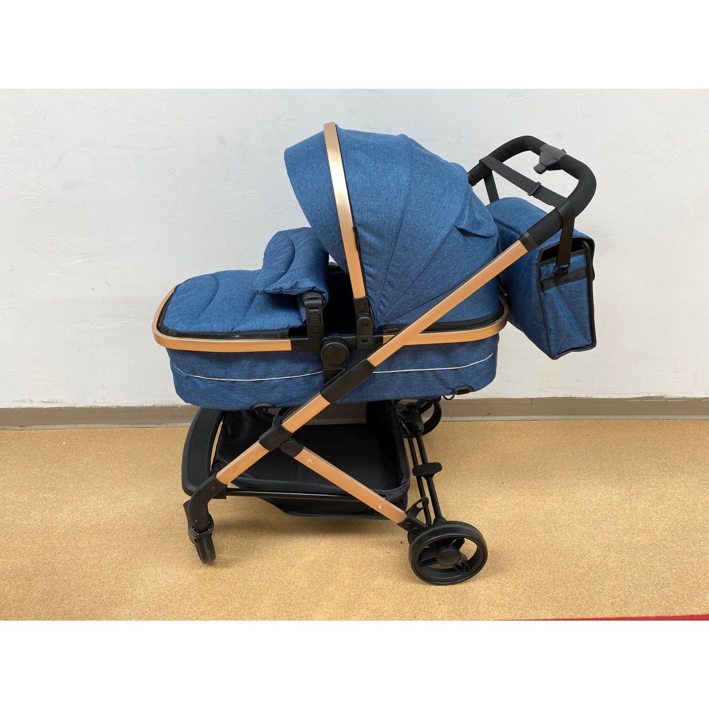 Carucior 2 in 1 cu landoul transfomabil, 0-36 luni, Albastru, Geanta Inclusă!