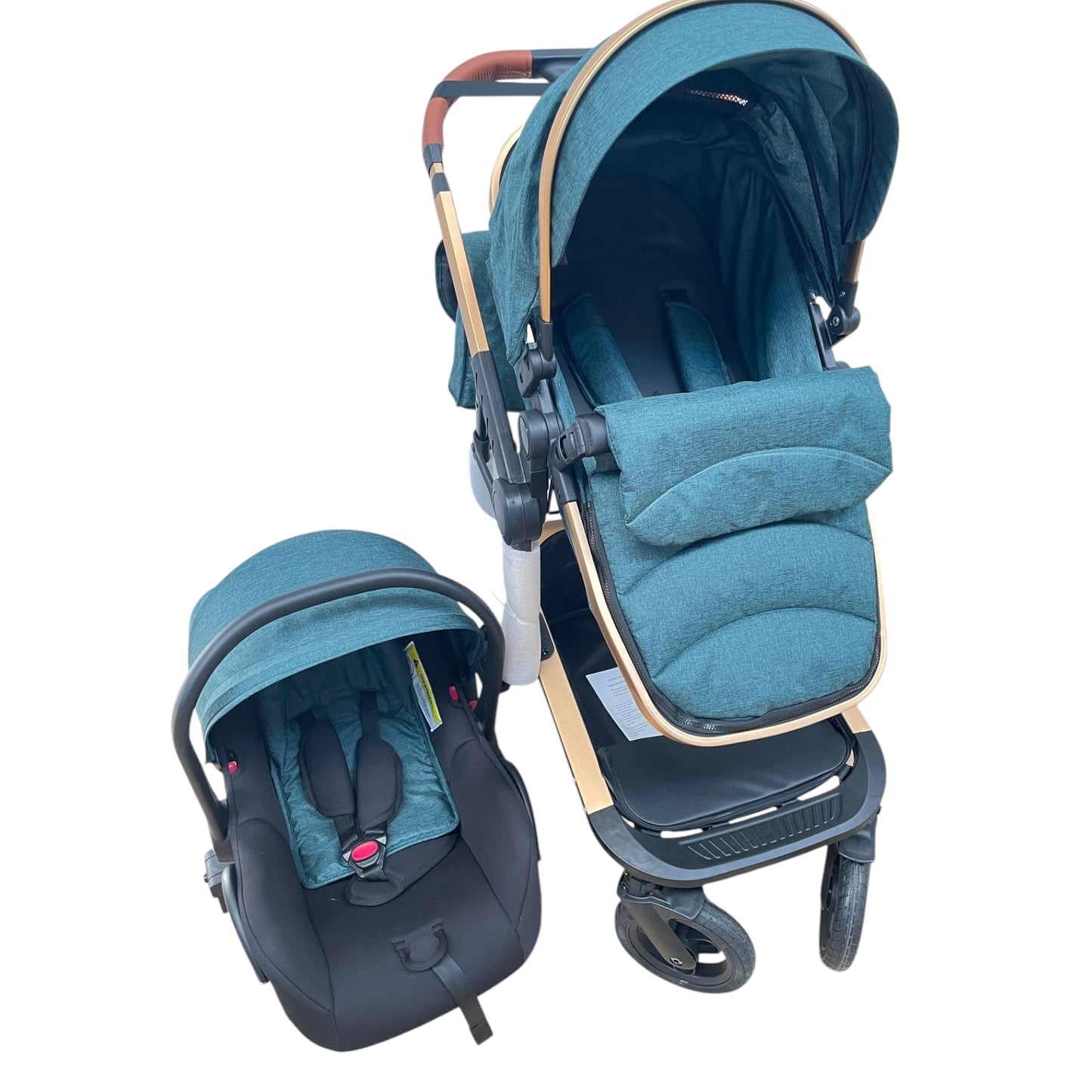 Carucior 3in1 cu landou transformabil in parte sport, 0-36 luni, Verde Geanta si Scoica Incluse