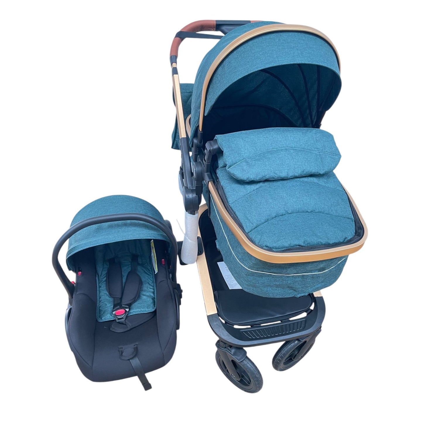 Carucior 3in1 cu landou transformabil in parte sport, 0-36 luni, Verde Geanta si Scoica Incluse