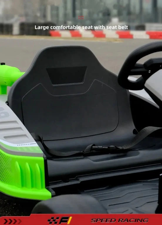Mașină electrică pentru copii, tip Kart, 2*12 V, cu telecomandă, lumini LED, pentru copii, alb