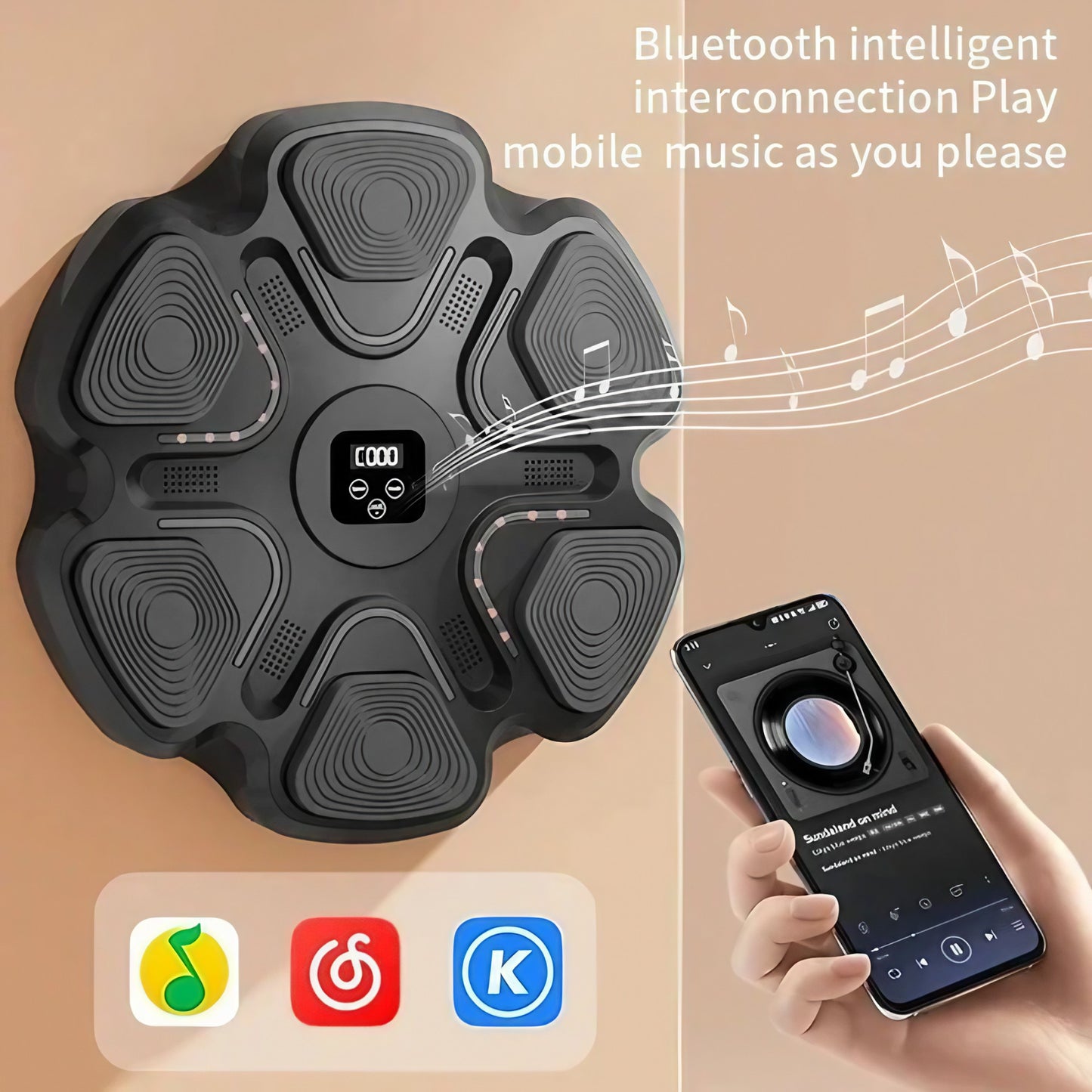 Jucarie de Boxat cu Muzica si Lumini si Manusi incluse 38 X 27 X 32 CM, Conexiune Bluetooth-Negru