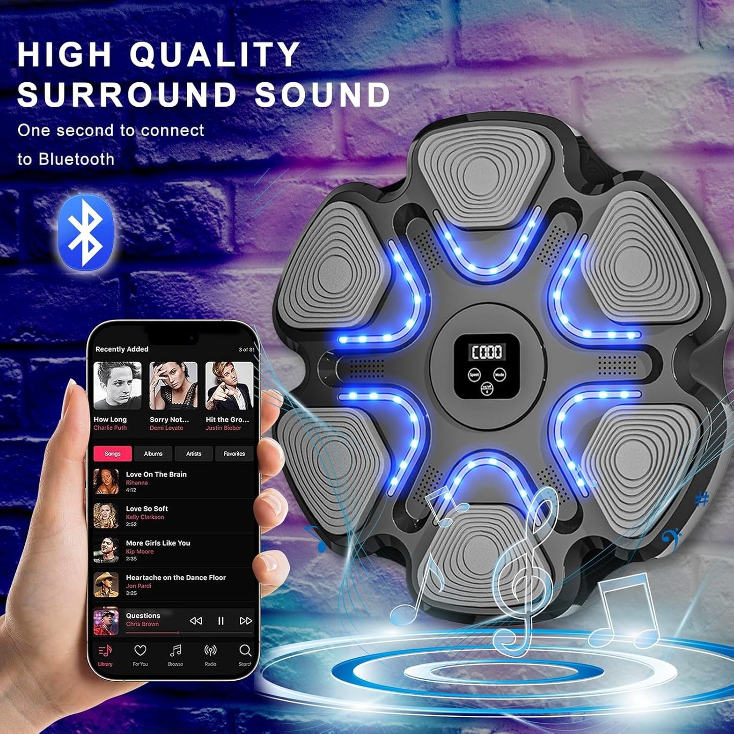 Jucarie de Boxat cu Muzica si Lumini si Manusi incluse 38 X 27 X 32 CM, Conexiune Bluetooth-Negru
