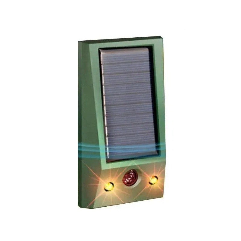 Aparat solar LED cu ultrasunete , repelent pentru animale mări si mici, lumina roșie si alba , anti rozătoare, anti insecte , frecventa 9-36.5 Khz