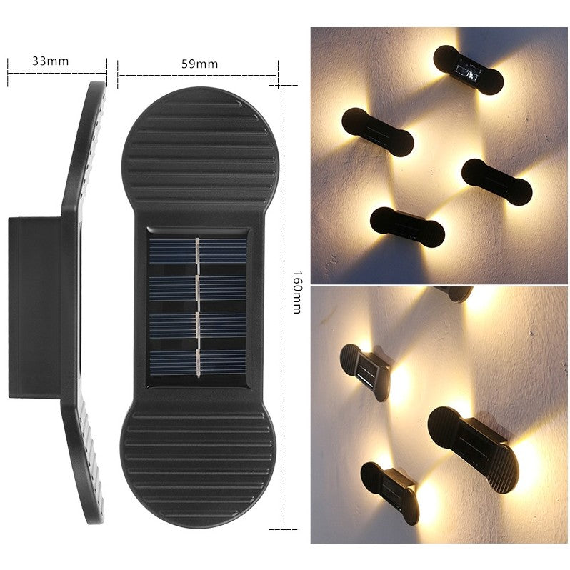 Aplica Solara Led , ABS/Policarbonat, rezistenta la apa IP65, 2 LED-uri SMD , pentru perete, scari , Lumina Alb Cald