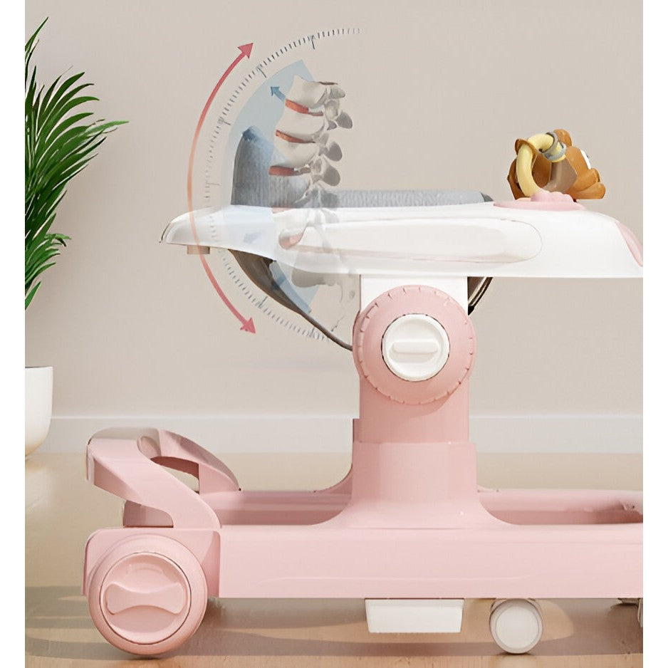Premergator multifuncțional Baby Space Rabbit, Inaltime ajustabila, tavita, muzica si lumini, Roz