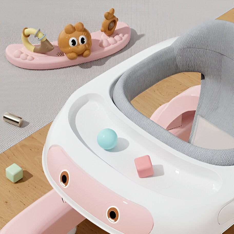 Premergator multifuncțional Baby Space Rabbit, Inaltime ajustabila, tavita, muzica si lumini, Roz