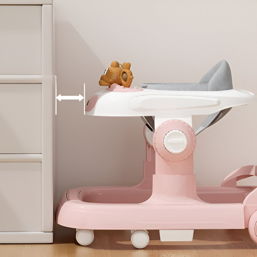 Premergator multifuncțional Baby Space Rabbit, Inaltime ajustabila, tavita, muzica si lumini, Roz