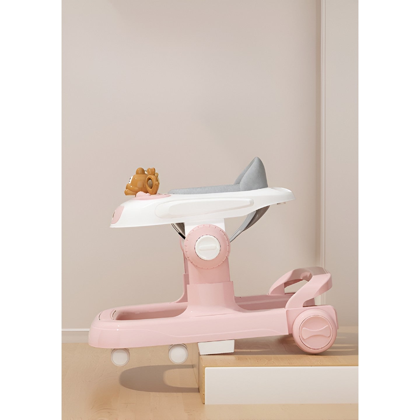 Premergator multifuncțional Baby Space Rabbit, Inaltime ajustabila, tavita, muzica si lumini, Roz