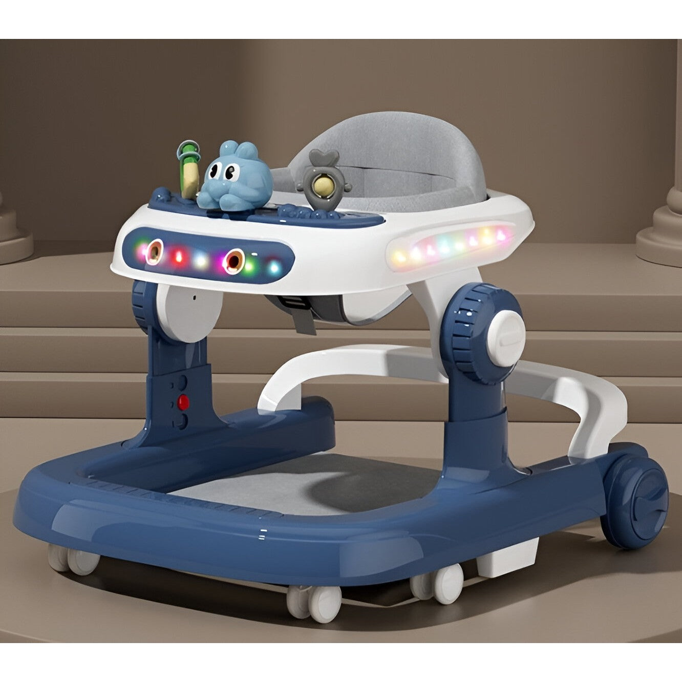 Premergator multifuncțional Baby Space Rabbit, Inaltime ajustabila, tavita, muzica si lumini