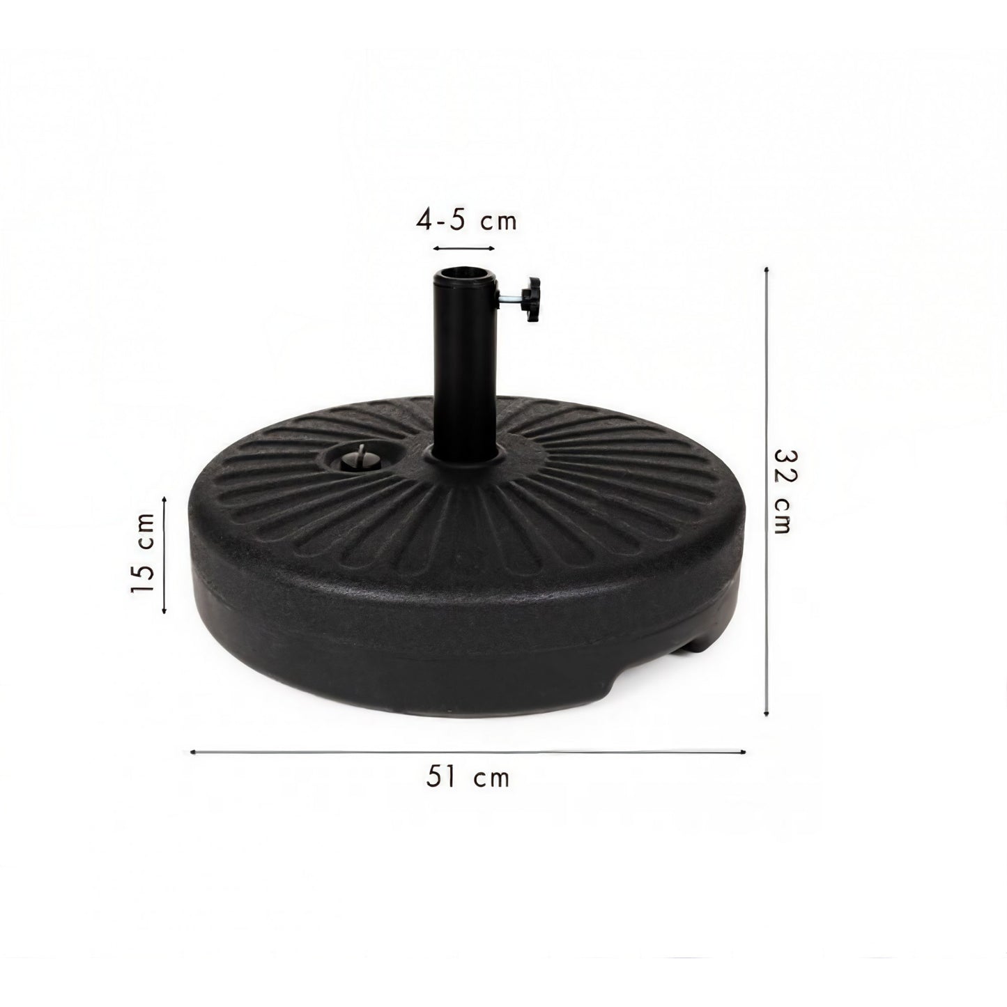 Baza umbrela din plastic , rotunda , 22 litri neagră
