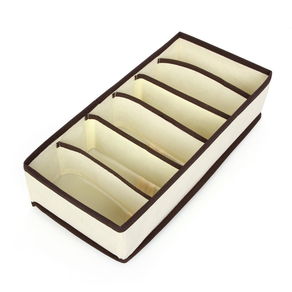 Cutie de depozitare pentru Lenjerie , material textil, 6 comportamente 32x16x10 cm Bej