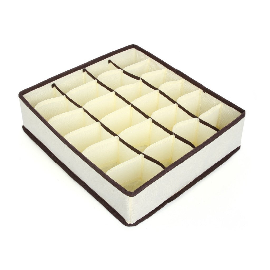 Cutie de depozitare pentru Lenjerie , material textil, 24 comportamente, 32 X 32 X 10 cm Bej