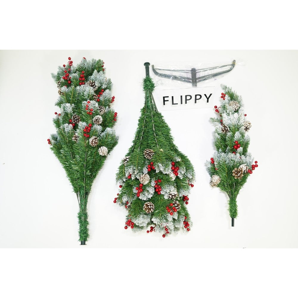 Brad artificial tip nins, vârfuri 2D, decorat cu conuri de pin , înălțime 150cm, 319 ramuri, suport metalic inclus