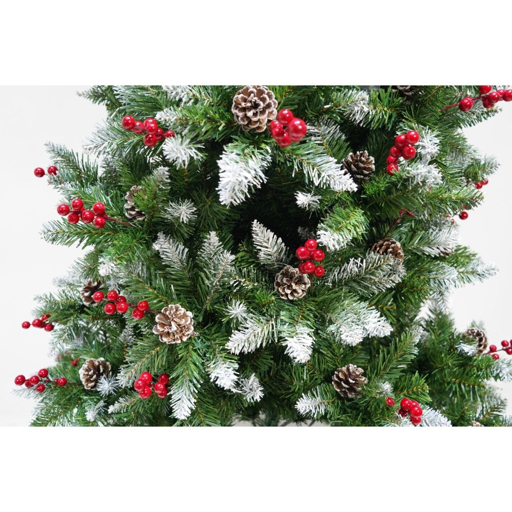 Brad artificial tip nins, decorat cu conuri de pin , înălțime 150cm, 319 ramuri, suport metalic inclus