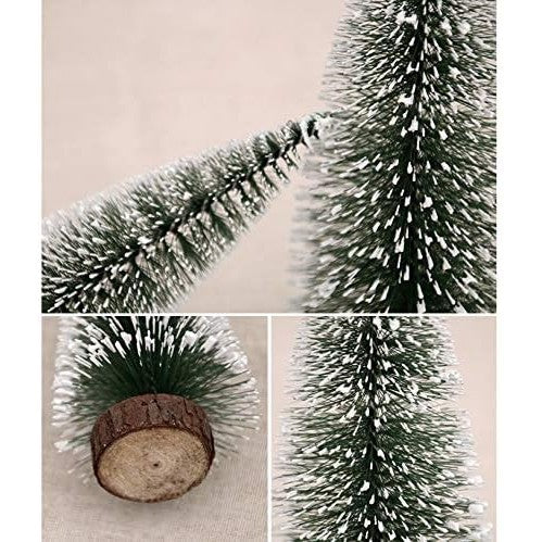 Brad Artificial de Crăciun, Ornament pentru masa, pe suport de lemn, 20 cm